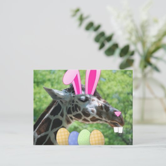 Ostergiraffe Feiertagspostkarte (Stehend Vorderseite)