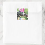 Ostergiraffe Quadratischer Aufkleber (Tasche)