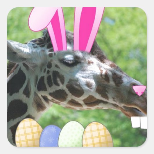 Ostergiraffe Quadratischer Aufkleber (Vorderseite)