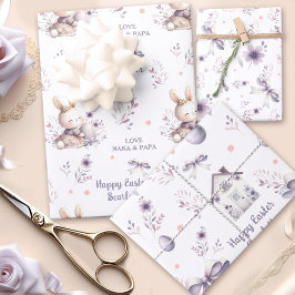 OsterGirl Bunny Personalisiert Name Lila Geschenkpapier Set