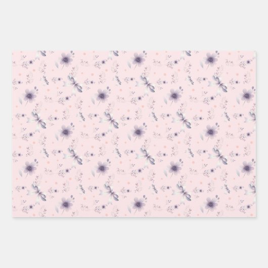 OsterGirl Bunny Personalisiert Name Rosa Lila Geschenkpapier Set (Vorderseite 2)