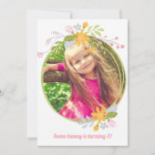 OsterGirl Foto Niedlich Rosa Blumengeburt Party Einladung (Vorderseite)