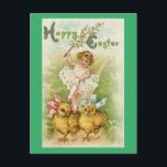 OsterGirl mit Chipkarte Feiertagspostkarte<br><div class="desc">Auf dieser Osterpostkarte wird ein niedliches,  Vintages Bild eines kleinen Mädchens gezeigt,  das auf zwei Küken reitet. Der Vordergrund der Postkarte lautet:"Happy Oaster" und die Rückseite der Postkarte lautet: "Und möge Ihr Frühling auch mit Spaß gefüllt sein". Eine süße Postkarte zum Versenden für Ostern!</div>