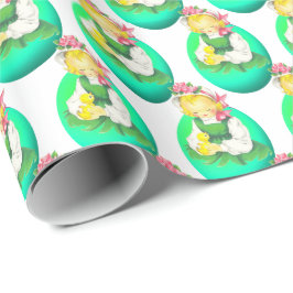 OsterGirl mit Osterkichel Vintag Geschenkpapier