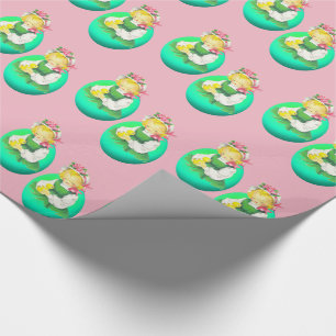 OsterGirl mit Osterkichel Vintag Geschenkpapier