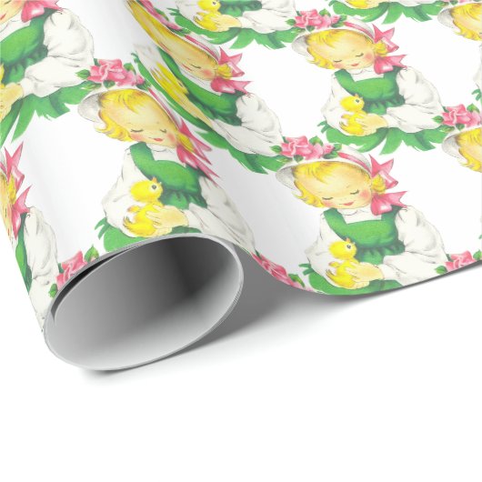 OsterGirl mit Osterkichel Vintag Geschenkpapier (Rolleneckpunkt)