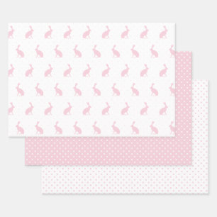 OsterGirly Pink Bunnies und Polka Dots Muster. Geschenkpapier Set