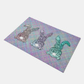OsterGlitzer Pastel Glam Bunnies auf Kariert Fußmatte (Schrägansicht)