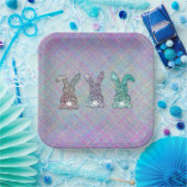 OsterGlitzer Pastel Glam Bunnies auf Kariert Pappteller (Party)