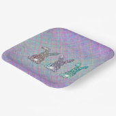 OsterGlitzer Pastel Glam Bunnies auf Kariert Pappteller (Gewinkelt)