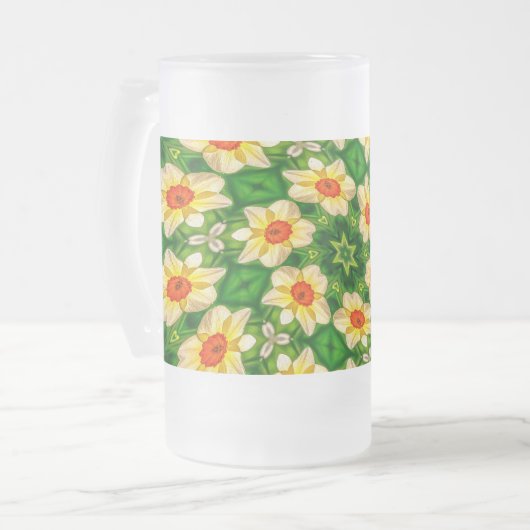 Osterglocke-Blume-Muster Mattglas Bierglas (Vorderseite Links)