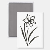 Osterglocken-Blume – Monochrome Botanische Kunst a Magnet (Vorderseite/Rückseite)