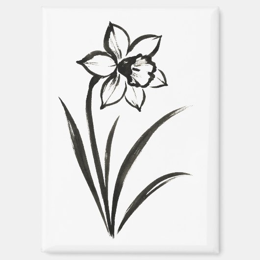 Osterglocken-Blume – Monochrome Botanische Kunst a Magnet (Vorderseite)