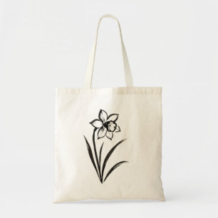 Osterglocken-Blume – Monochrome botanische Kunst a Tragetasche