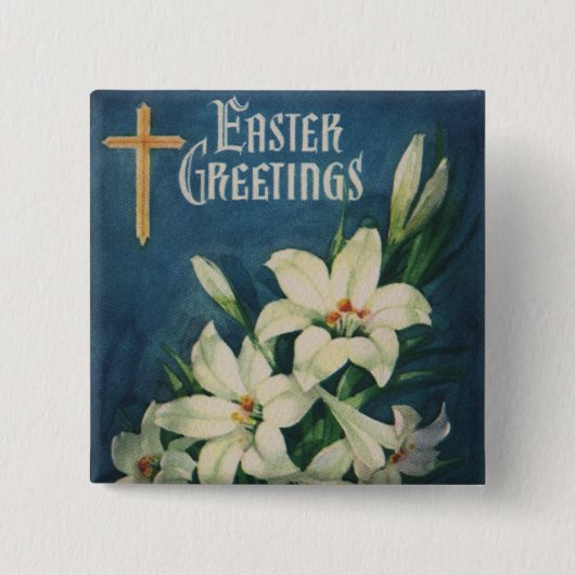 Osterglocken Blumen, Vintage religiöse Ostern Button (Vorderseite)