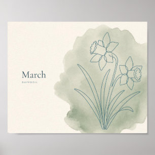 Osterglocken Botanischer Kunstdruck März-Blume Poster