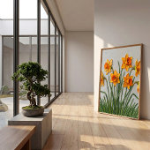 Osterglocken-Dekor Boho-Botanik-Wandkunst Leinwand Poster