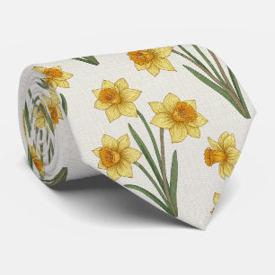 Osterglocken-Frühlingsblumen in sanftem Gelb und G Krawatte