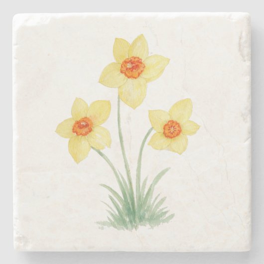 Osterglocken-Frühlingsblumenmalerei Steinuntersetzer (Vorderseite)