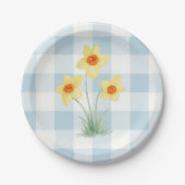 Osterglocken-Malerei Frühlingsblau Gingham Küstens Pappteller (Vorderseite)