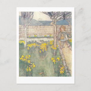 Osterglocken Vintage-Kinderillustration Postkarte