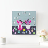 Ostergnomes Quadratische Wanduhr (Zuhause)