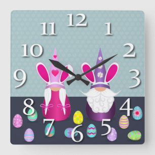 Ostergnomes Quadratische Wanduhr
