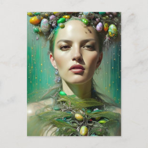 Ostergoddess AI generierte Fantasie-Kunst Postkarte
