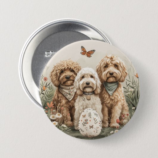 Ostergoldendoodle-Hunde Button (Vorne & Hinten)