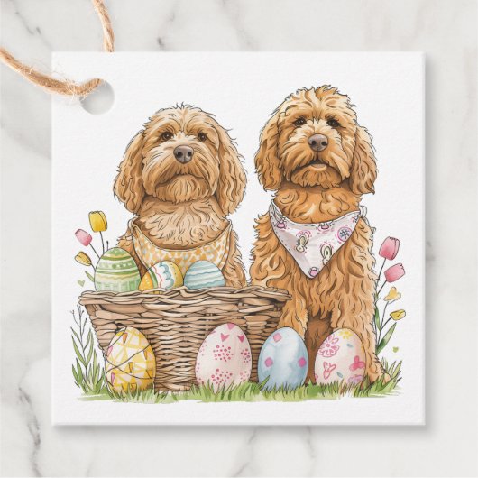 Ostergoldendoodle-Hunde Geschenkanhänger (Vorderseite)