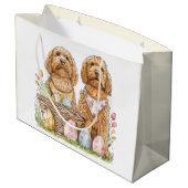 Ostergoldendoodle-Hunde Große Geschenktüte (Rückseite Schrägansicht)