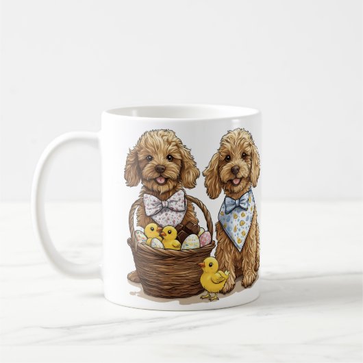 Ostergoldendoodle Hunde Osterhase Kaffeetasse (Links)