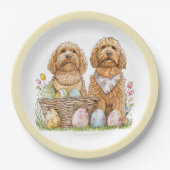 Ostergoldendoodle-Hunde Pappteller (Vorderseite)