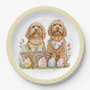 Ostergoldendoodle-Hunde Pappteller