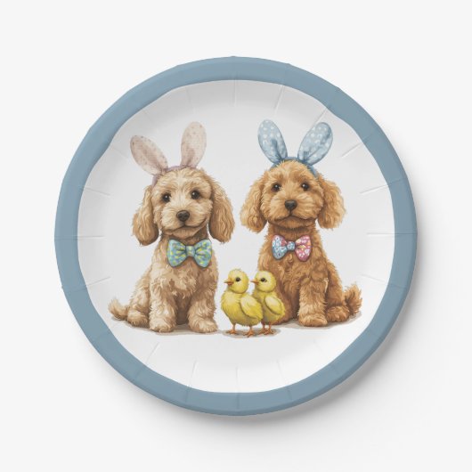 Ostergoldendoodle-Hunde Pappteller (Vorderseite)