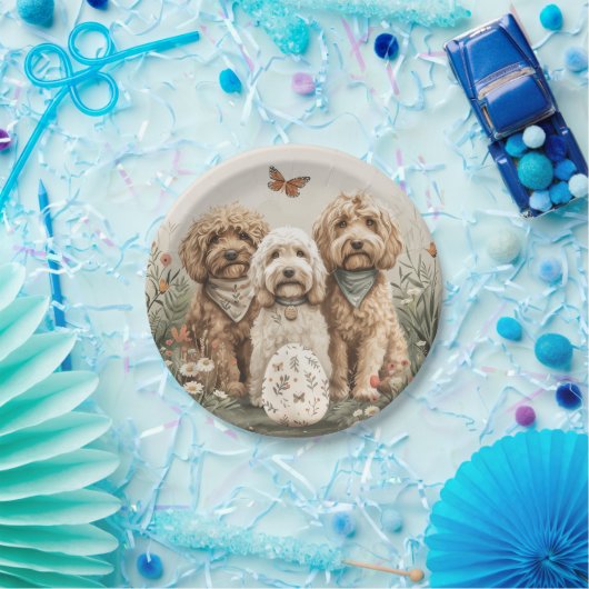 Ostergoldendoodle-Hunde Pappteller (Party)