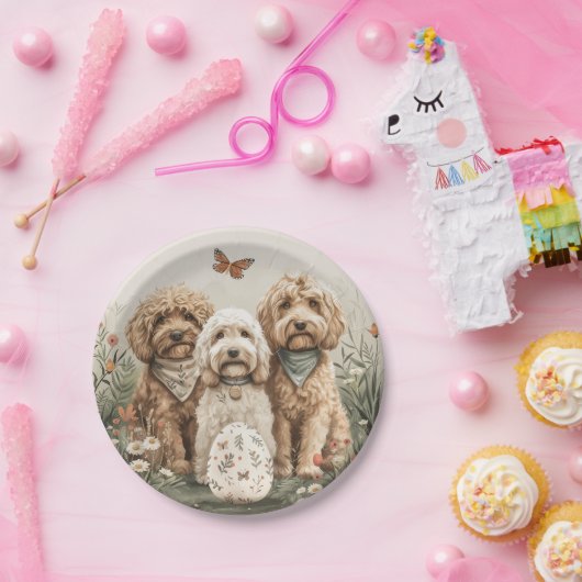 Ostergoldendoodle-Hunde Pappteller (Party)
