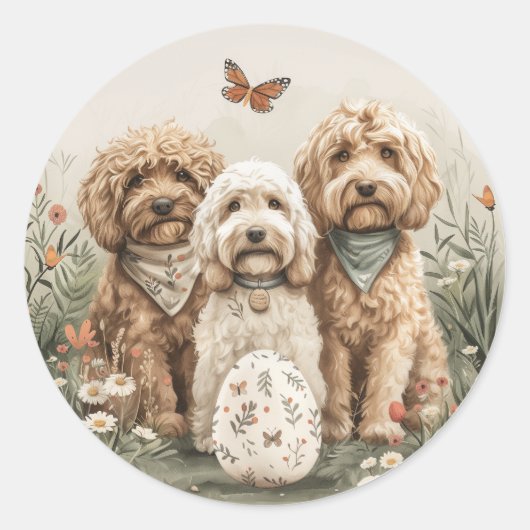 Ostergoldendoodle-Hunde Runder Aufkleber (Vorderseite)