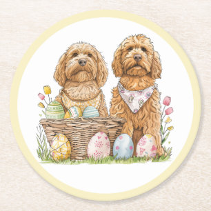 Ostergoldendoodle-Hunde Runder Pappuntersetzer