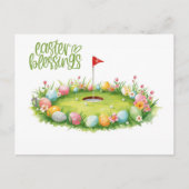 Ostergolf mit Ei auf Puttfläche  Postkarte (Vorderseite)
