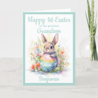 Ostergrandson Bunny Egg Blue Feiertagskarte