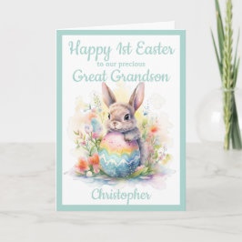 Ostergrandson Bunny Egg Blue Feiertagskarte