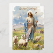 Ostergrauen: Jesus unter den Schafen Feiertagskarte (Vorne/Hinten)