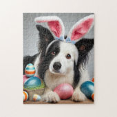Ostergrenze Collie Hund mit Holiday Eggs Puzzle (Vertikal)