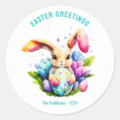 Ostergrössen Bunny Painting Eggs Custom Runder Aufkleber (Vorderseite)