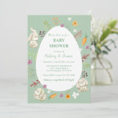 Ostergrüne Kaninchendusche Einladung (Stehend Vorderseite)