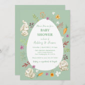 Ostergrüne Kaninchendusche Einladung (Vorne/Hinten)