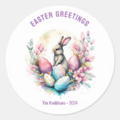 Ostergruß Bunny und Eier Custom Runder Aufkleber (Vorderseite)