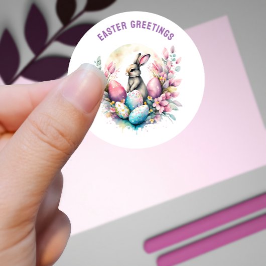 Ostergruß Bunny und Eier Custom Runder Aufkleber