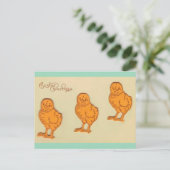 Ostergruß Chicks Beige Feiertagspostkarte (Stehend Vorderseite)